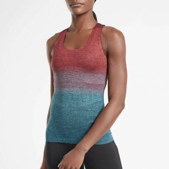 Athleta Women Ombre Red Blue Black Relay Tank Seamless Workout Top Size XS - Picture 1 of 6
